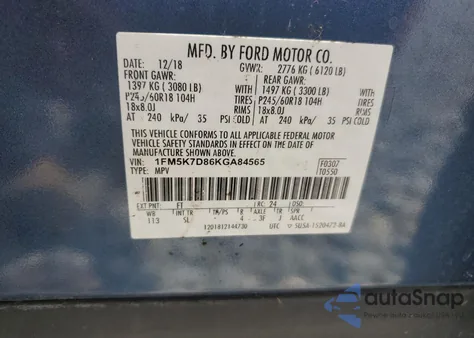 2019 Ford Explorer Xlt from USA, damaged, VIN 1FM5K7D86KGA84565